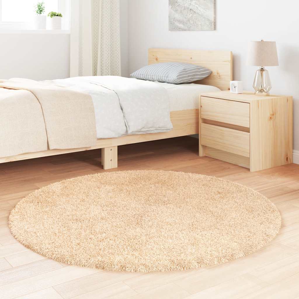 Hoogpolig vloerkleed NAVARRA 120x120 cm polyester beige is nu te koop bij PeponiXL, paradijselijk wonen!