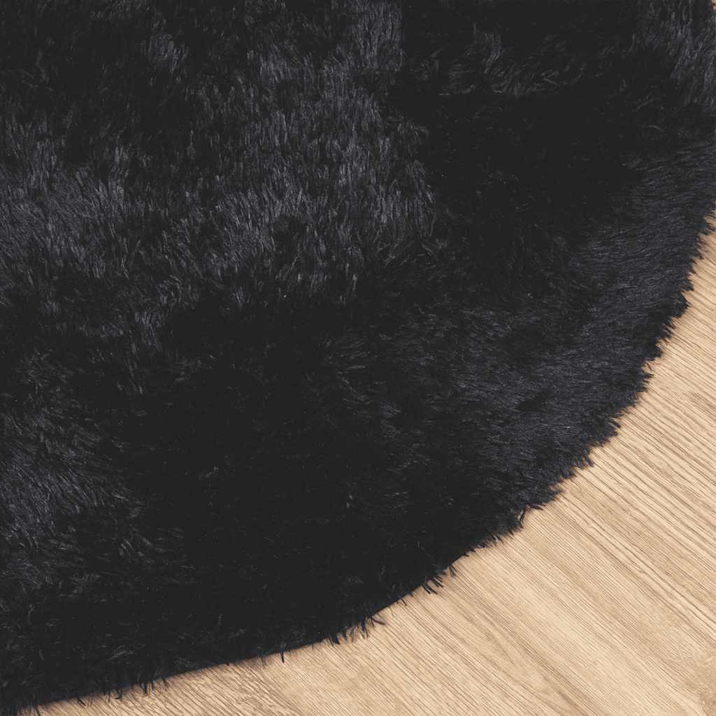 Hoogpolig vloerkleed NAVARRA 120x120 cm polyester zwart is nu te koop bij PeponiXL, paradijselijk wonen!