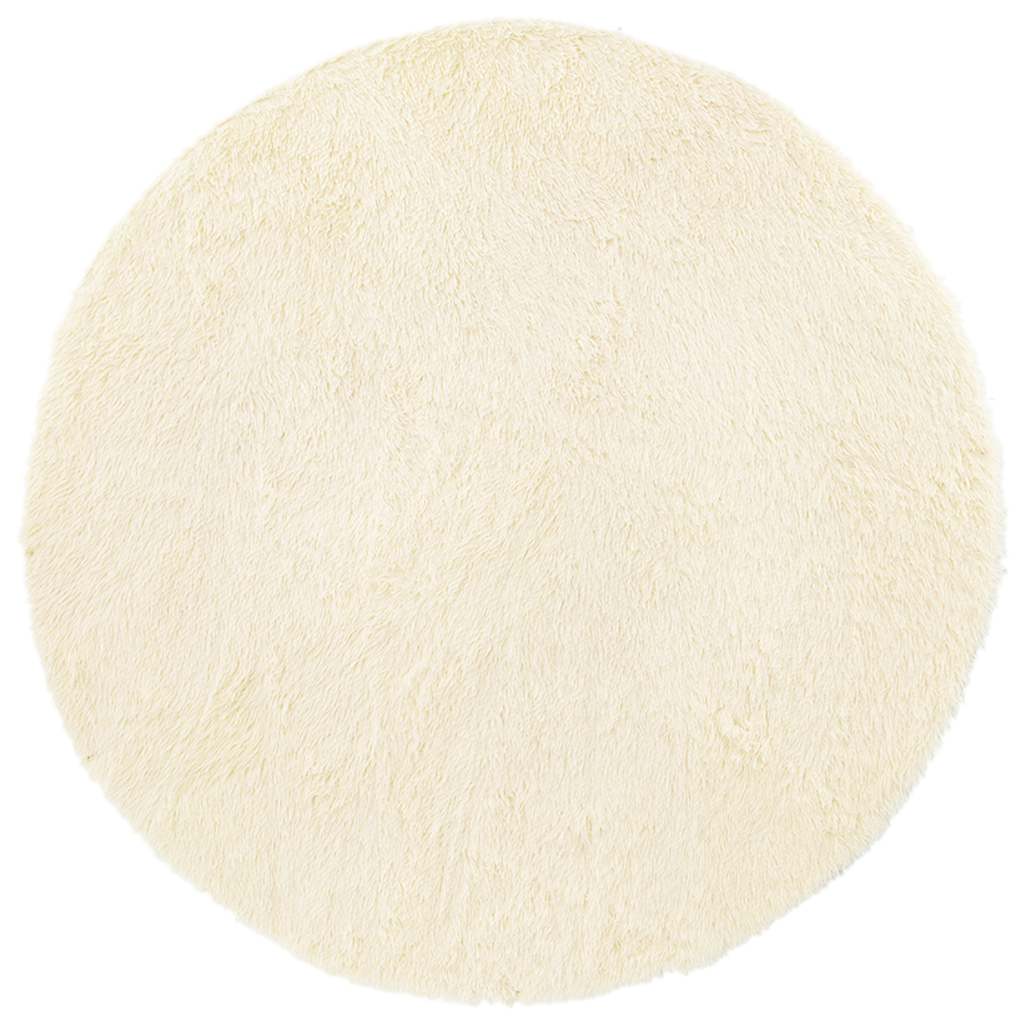 Hoogpolig vloerkleed NAVARRA 120x120 cm polyester crèmekleurig is nu te koop bij PeponiXL, paradijselijk wonen!
