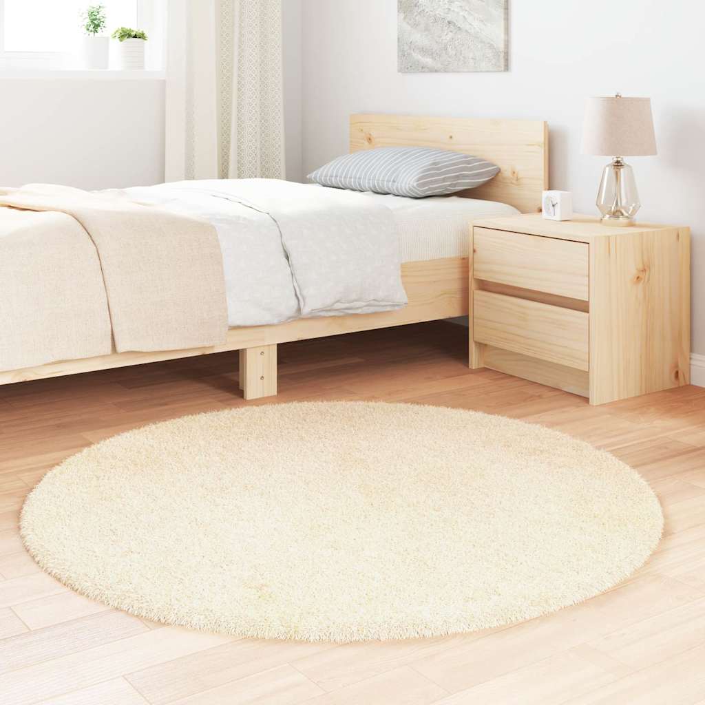 Hoogpolig vloerkleed NAVARRA 120x120 cm polyester crèmekleurig is nu te koop bij PeponiXL, paradijselijk wonen!
