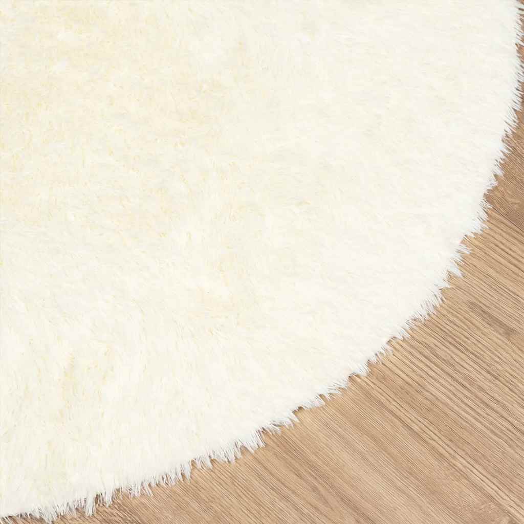 Hoogpolig vloerkleed NAVARRA 120x120 cm polyester crèmekleurig is nu te koop bij PeponiXL, paradijselijk wonen!