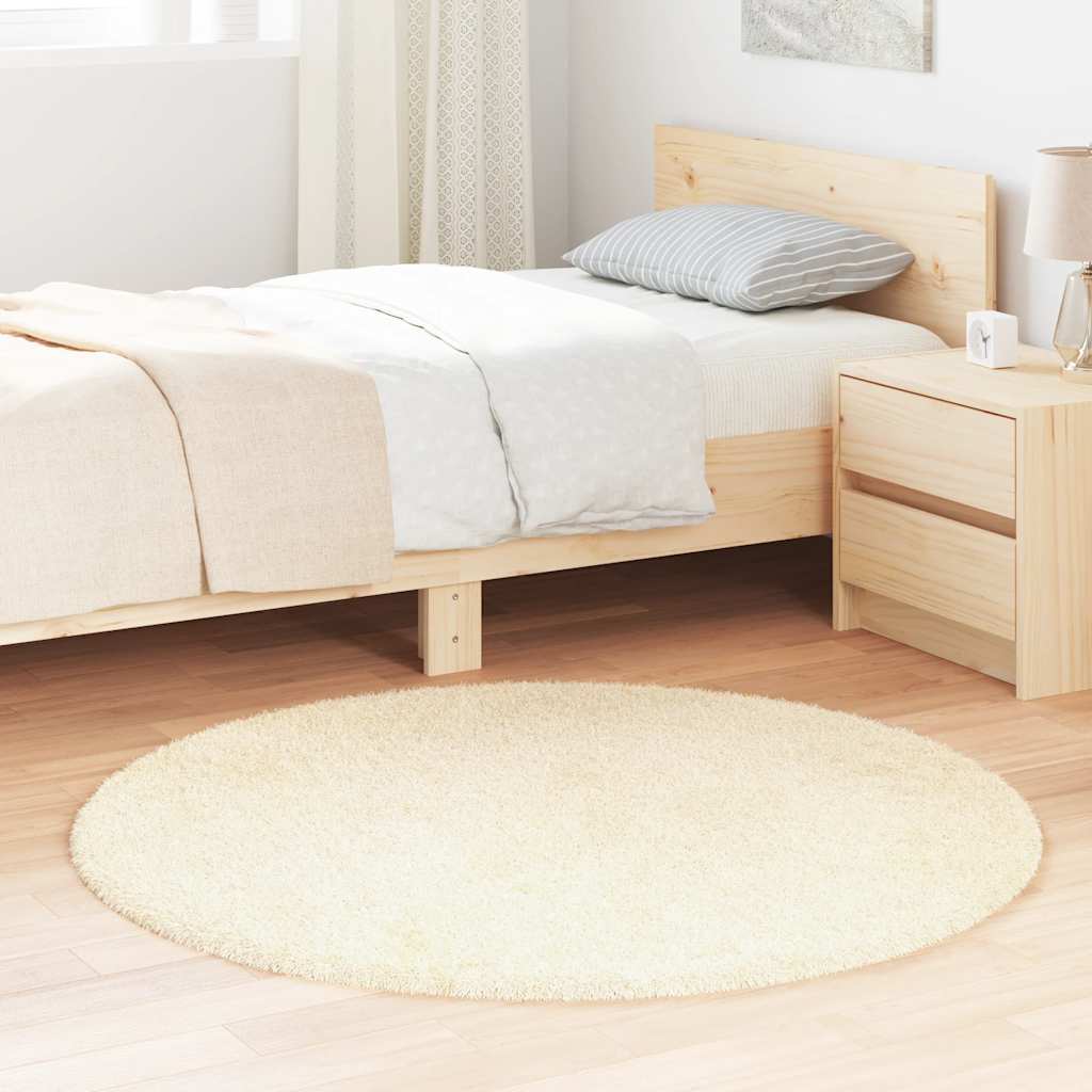 Hoogpolig vloerkleed NAVARRA 120x120 cm polyester crèmekleurig is nu te koop bij PeponiXL, paradijselijk wonen!