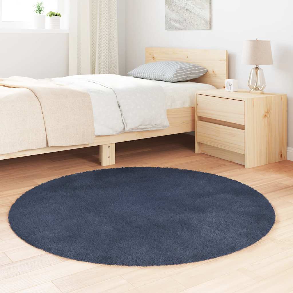 Hoogpolig vloerkleed NAVARRA 120x120 cm polyester marineblauw is nu te koop bij PeponiXL, paradijselijk wonen!