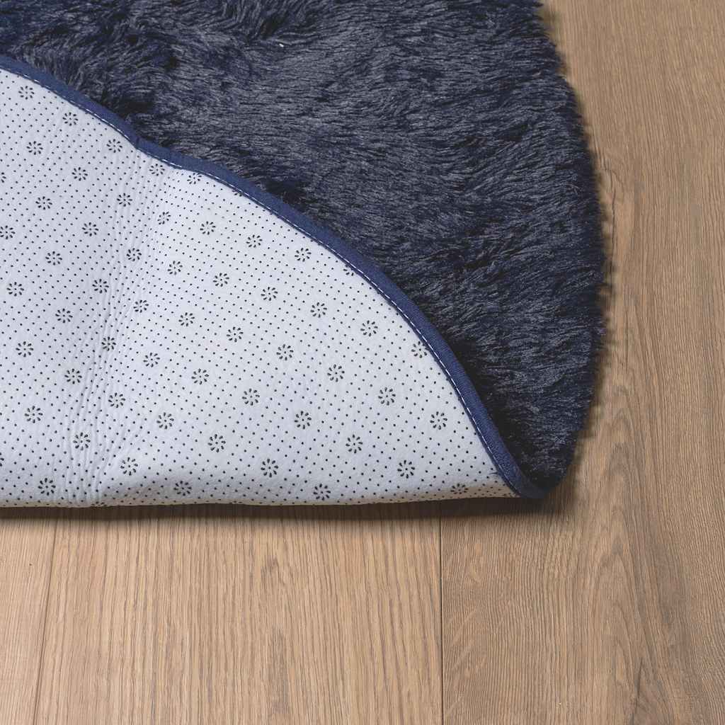 Hoogpolig vloerkleed NAVARRA 120x120 cm polyester marineblauw is nu te koop bij PeponiXL, paradijselijk wonen!