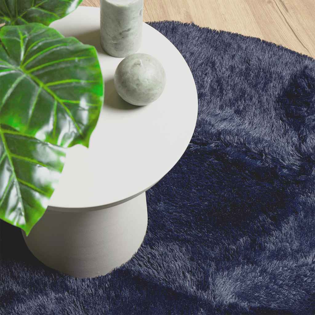Hoogpolig vloerkleed NAVARRA 120x120 cm polyester marineblauw is nu te koop bij PeponiXL, paradijselijk wonen!