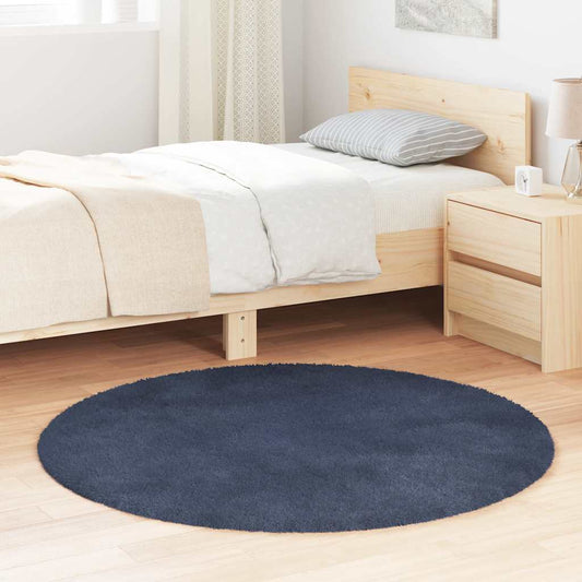 Hoogpolig vloerkleed NAVARRA 120x120 cm polyester marineblauw is nu te koop bij PeponiXL, paradijselijk wonen!
