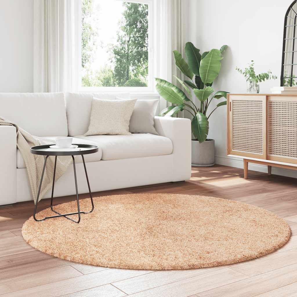 Hoogpolig vloerkleed NAVARRA 160x160 cm polyester beige is nu te koop bij PeponiXL, paradijselijk wonen!