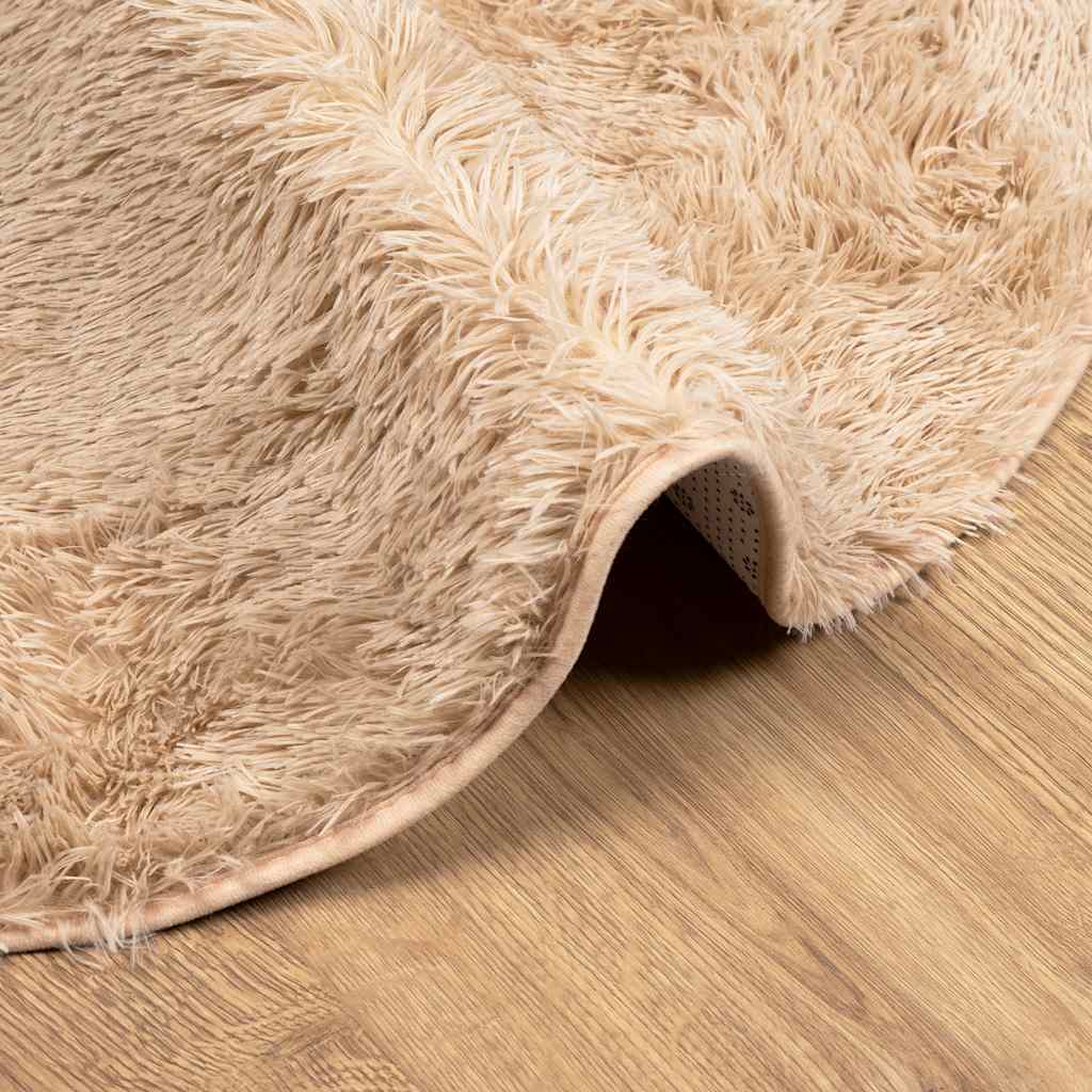Hoogpolig vloerkleed NAVARRA 160x160 cm polyester beige is nu te koop bij PeponiXL, paradijselijk wonen!
