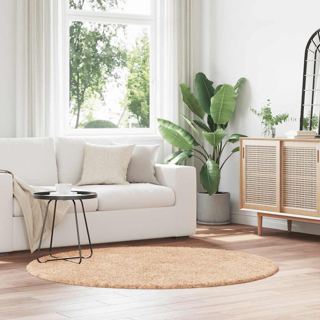 Hoogpolig vloerkleed NAVARRA 160x160 cm polyester beige is nu te koop bij PeponiXL, paradijselijk wonen!