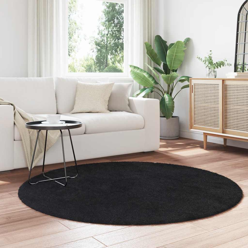 Hoogpolig vloerkleed NAVARRA 160x160 cm polyester zwart is nu te koop bij PeponiXL, paradijselijk wonen!