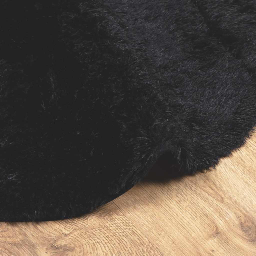 Hoogpolig vloerkleed NAVARRA 160x160 cm polyester zwart is nu te koop bij PeponiXL, paradijselijk wonen!