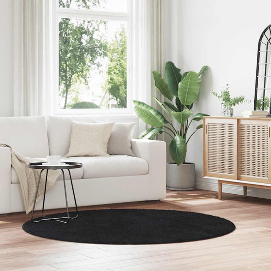 Hoogpolig vloerkleed NAVARRA 160x160 cm polyester zwart is nu te koop bij PeponiXL, paradijselijk wonen!