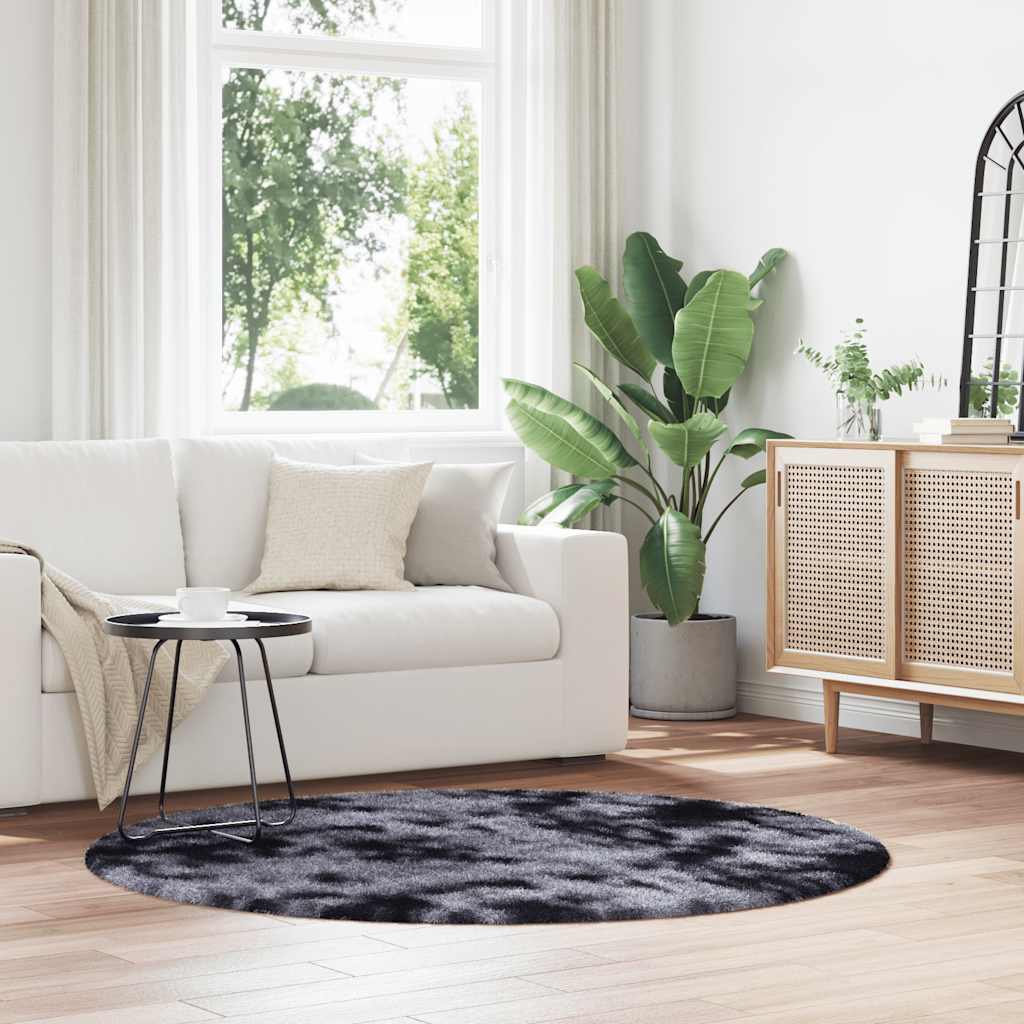 Hoogpolig vloerkleed NAVARRA 160x160 cm polyester donkergrijs is nu te koop bij PeponiXL, paradijselijk wonen!
