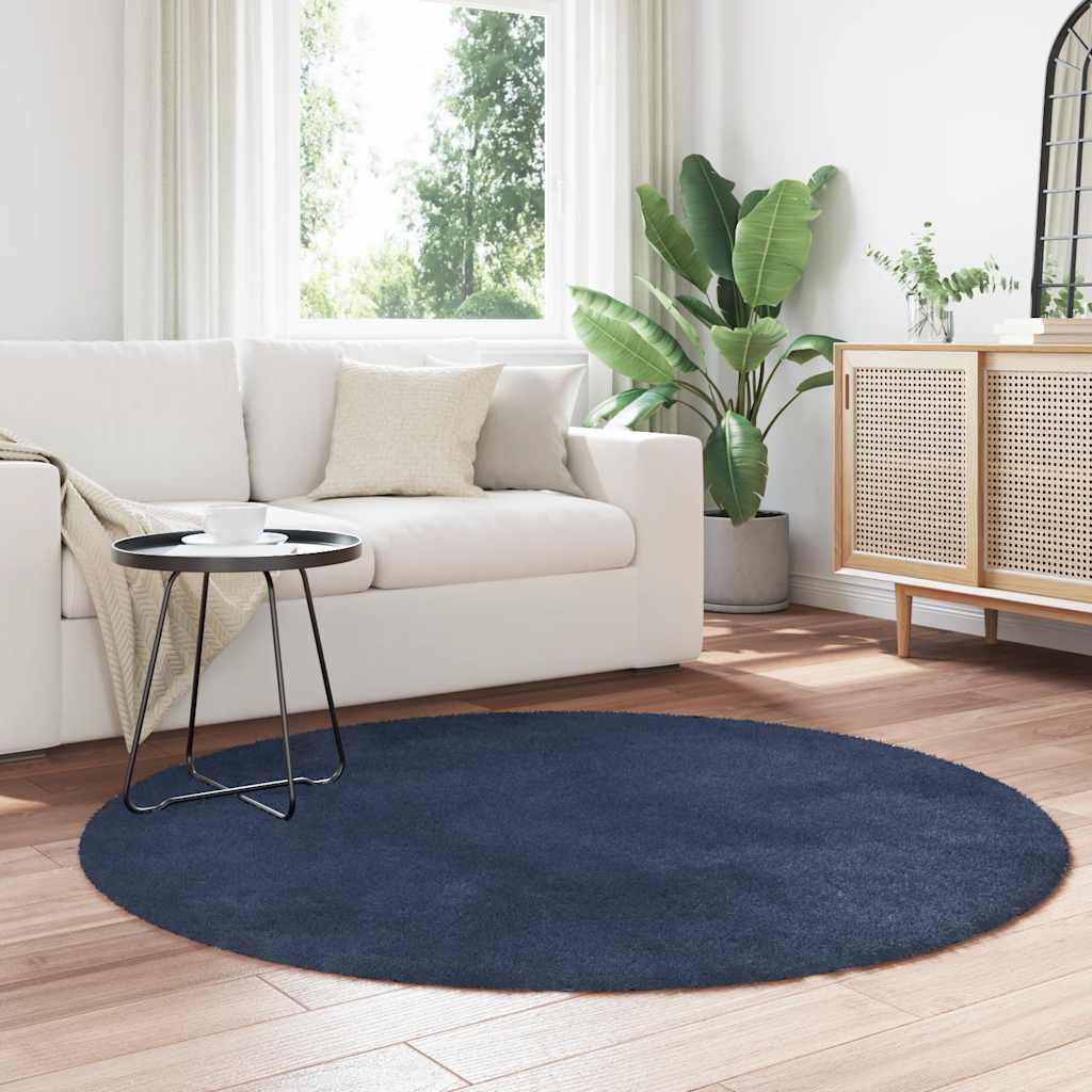 Hoogpolig vloerkleed NAVARRA 160x160 cm polyester marineblauw is nu te koop bij PeponiXL, paradijselijk wonen!
