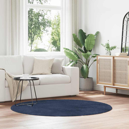 Hoogpolig vloerkleed NAVARRA 160x160 cm polyester marineblauw is nu te koop bij PeponiXL, paradijselijk wonen!