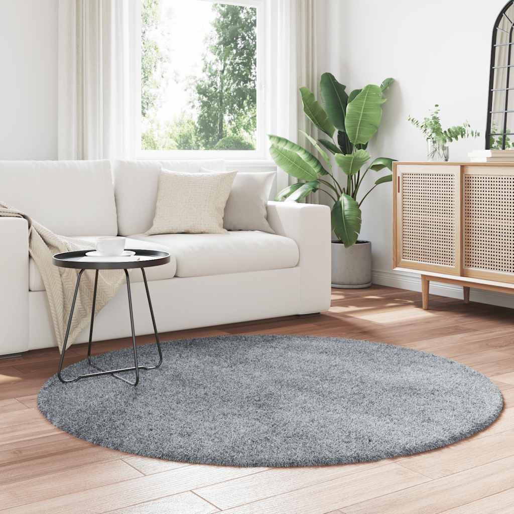Hoogpolig vloerkleed NAVARRA 160x160 cm polyester zilvergrijs is nu te koop bij PeponiXL, paradijselijk wonen!