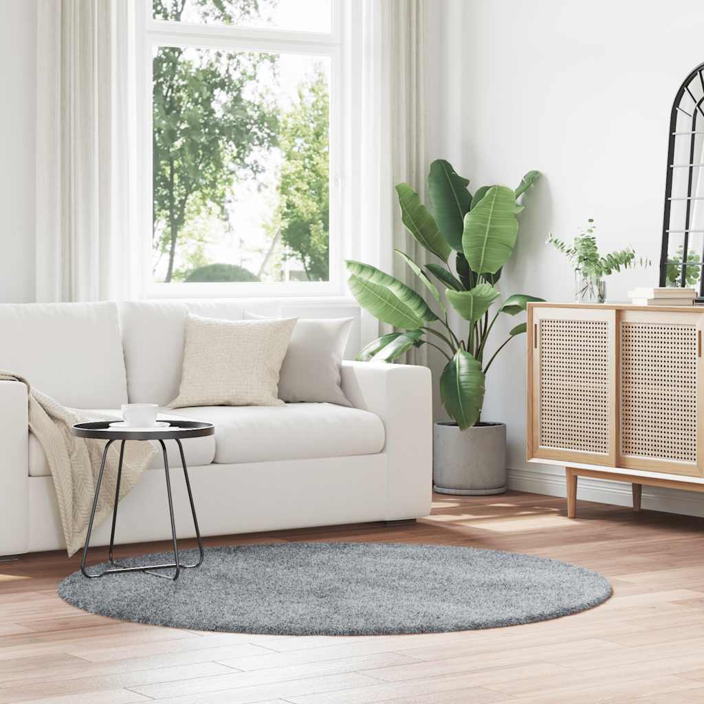 Hoogpolig vloerkleed NAVARRA 160x160 cm polyester zilvergrijs is nu te koop bij PeponiXL, paradijselijk wonen!