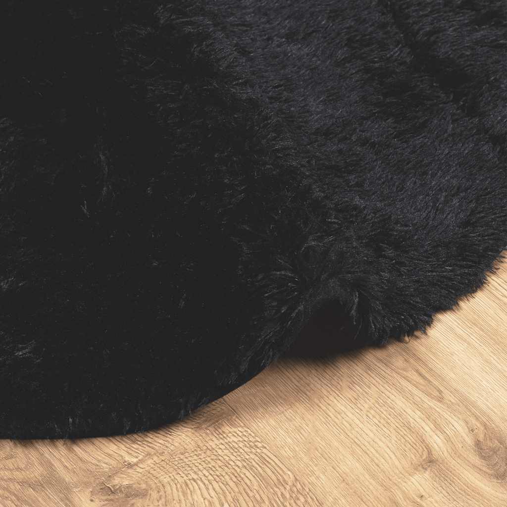 Hoogpolig vloerkleed NAVARRA 200x200 cm polyester zwart is nu te koop bij PeponiXL, paradijselijk wonen!