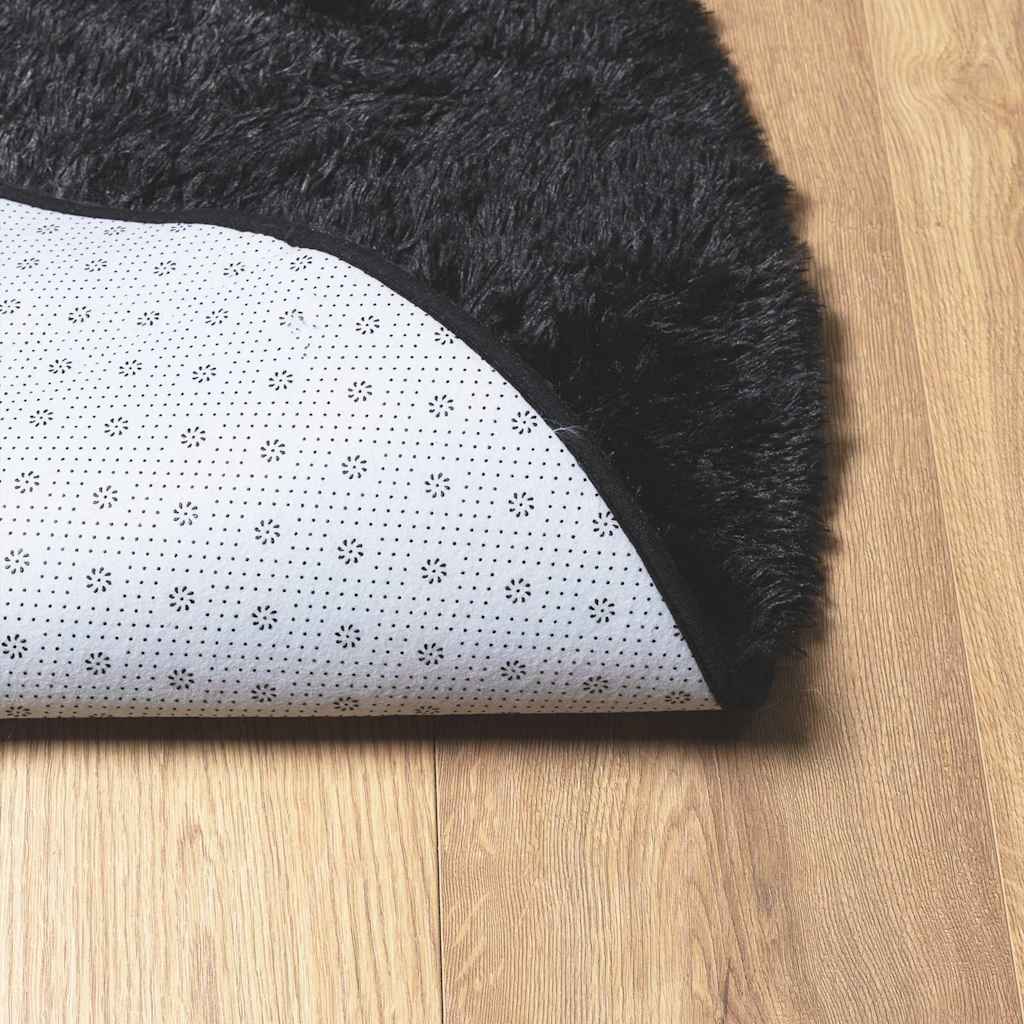 Hoogpolig vloerkleed NAVARRA 200x200 cm polyester zwart is nu te koop bij PeponiXL, paradijselijk wonen!