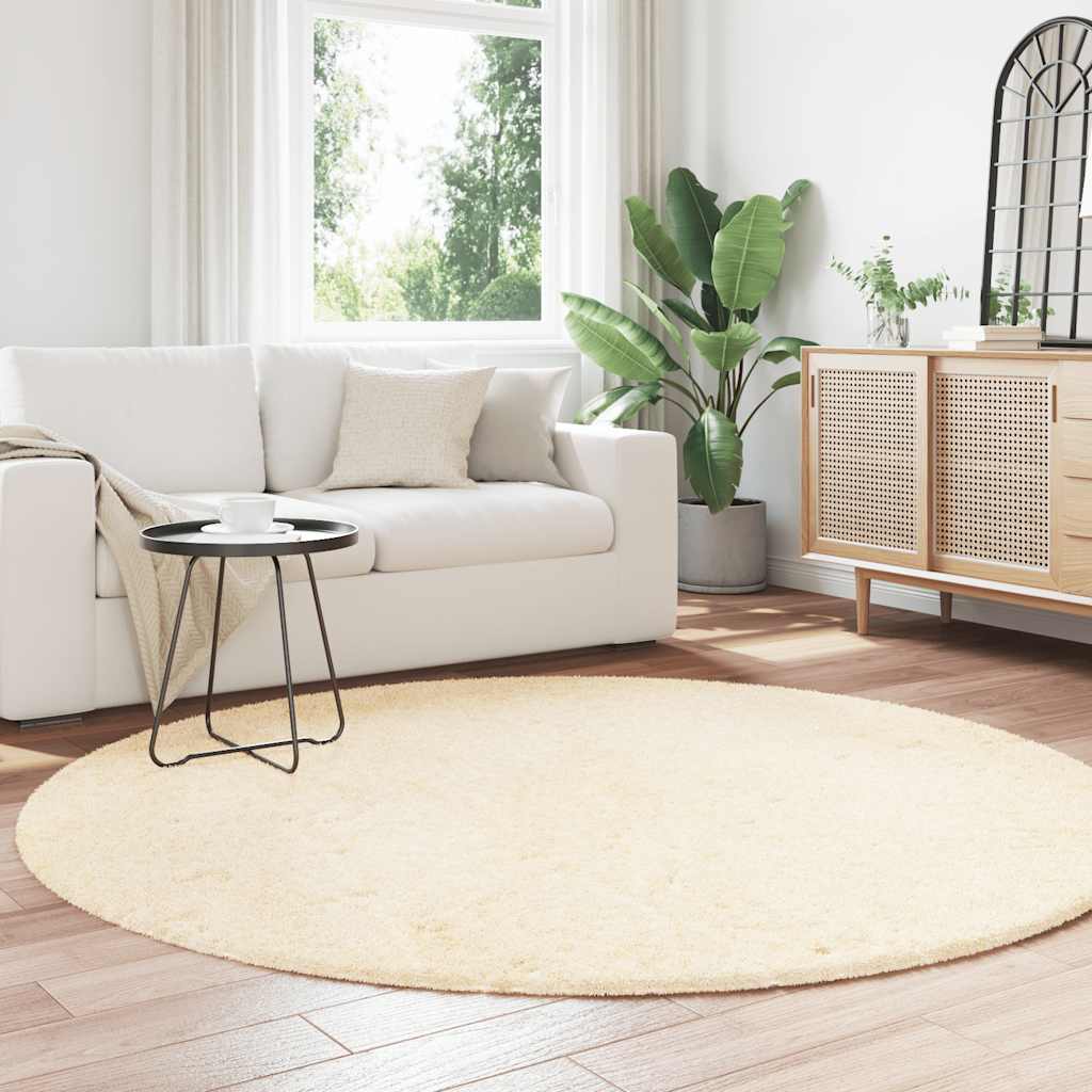 Hoogpolig vloerkleed NAVARRA 200x200 cm polyester crèmekleurig is nu te koop bij PeponiXL, paradijselijk wonen!