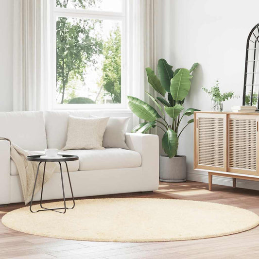 Hoogpolig vloerkleed NAVARRA 200x200 cm polyester crèmekleurig is nu te koop bij PeponiXL, paradijselijk wonen!