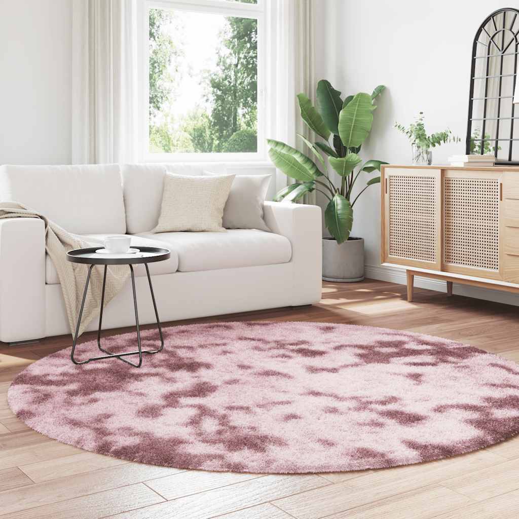 Hoogpolig vloerkleed NAVARRA 200x200 cm polyester stoffig roze is nu te koop bij PeponiXL, paradijselijk wonen!