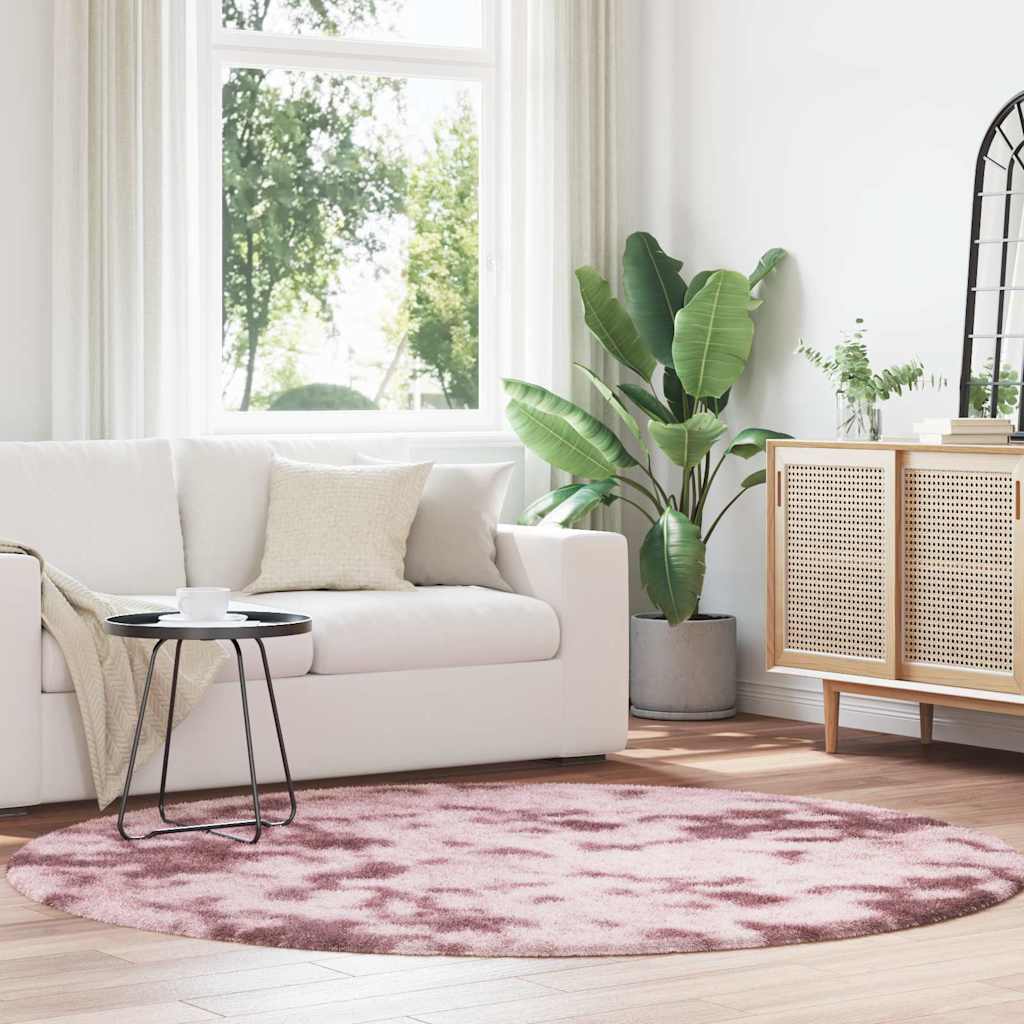 Hoogpolig vloerkleed NAVARRA 200x200 cm polyester stoffig roze is nu te koop bij PeponiXL, paradijselijk wonen!