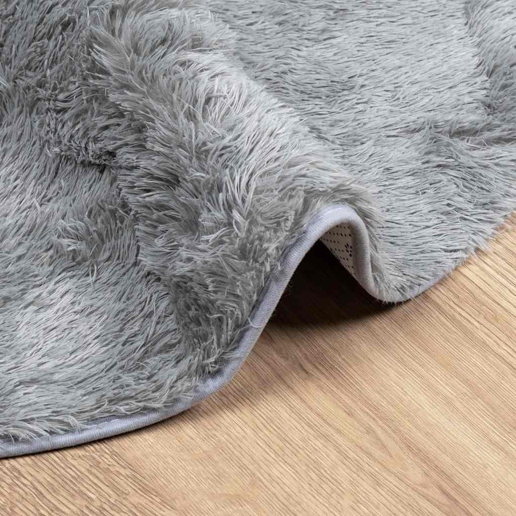 Hoogpolig vloerkleed NAVARRA 200x200 cm polyester zilvergrijs is nu te koop bij PeponiXL, paradijselijk wonen!