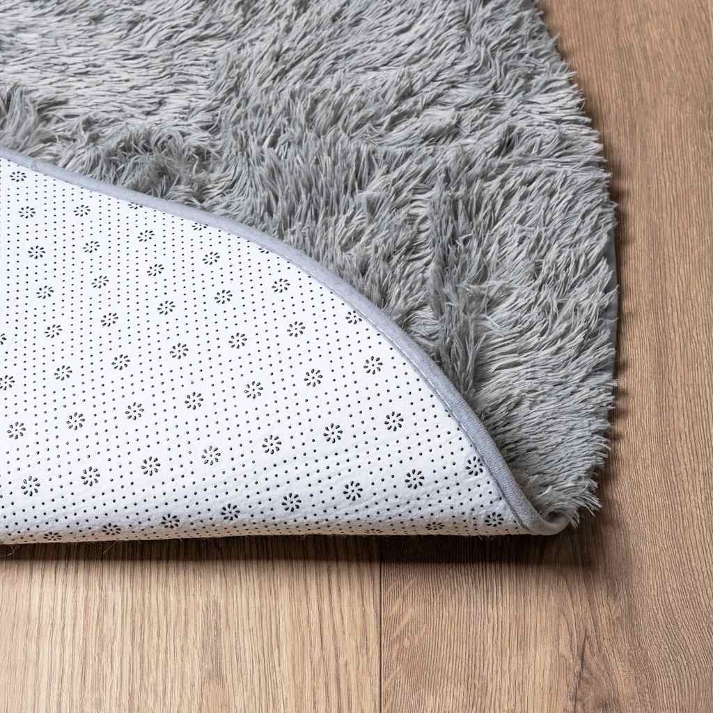 Hoogpolig vloerkleed NAVARRA 200x200 cm polyester zilvergrijs is nu te koop bij PeponiXL, paradijselijk wonen!