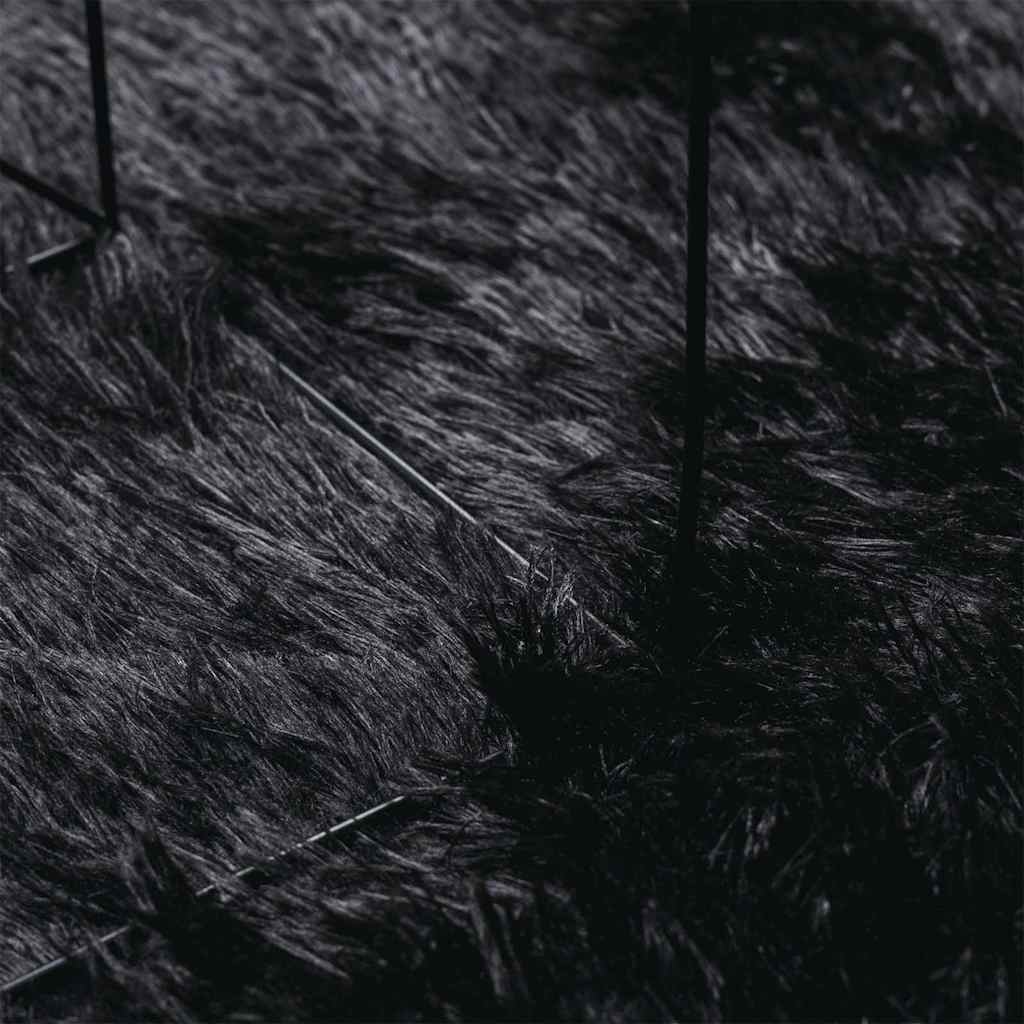 Hoogpolig vloerkleed NAVARRA 240x240 cm polyester zwart is nu te koop bij PeponiXL, paradijselijk wonen!