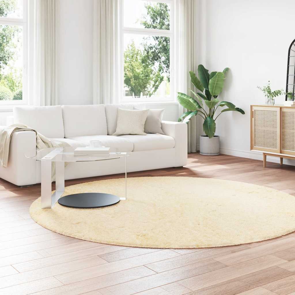 Hoogpolig vloerkleed NAVARRA 240x240 cm polyester crèmekleurig is nu te koop bij PeponiXL, paradijselijk wonen!