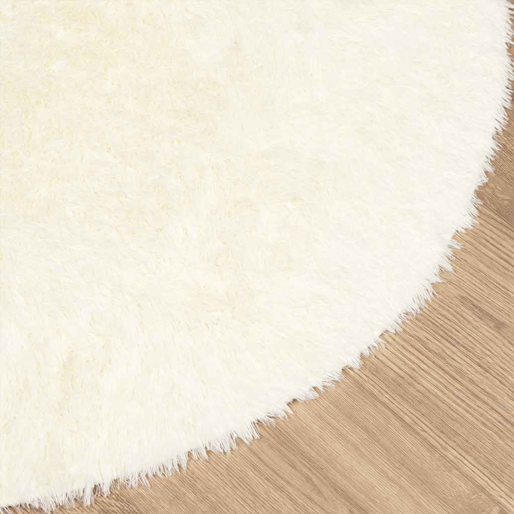 Hoogpolig vloerkleed NAVARRA 240x240 cm polyester crèmekleurig is nu te koop bij PeponiXL, paradijselijk wonen!