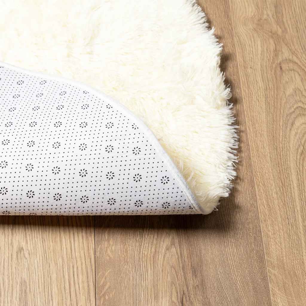 Hoogpolig vloerkleed NAVARRA 240x240 cm polyester crèmekleurig is nu te koop bij PeponiXL, paradijselijk wonen!