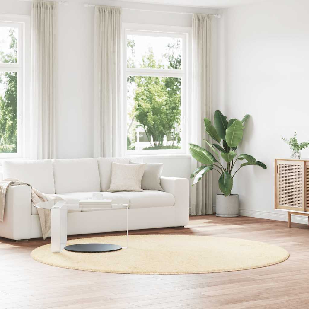 Hoogpolig vloerkleed NAVARRA 240x240 cm polyester crèmekleurig is nu te koop bij PeponiXL, paradijselijk wonen!