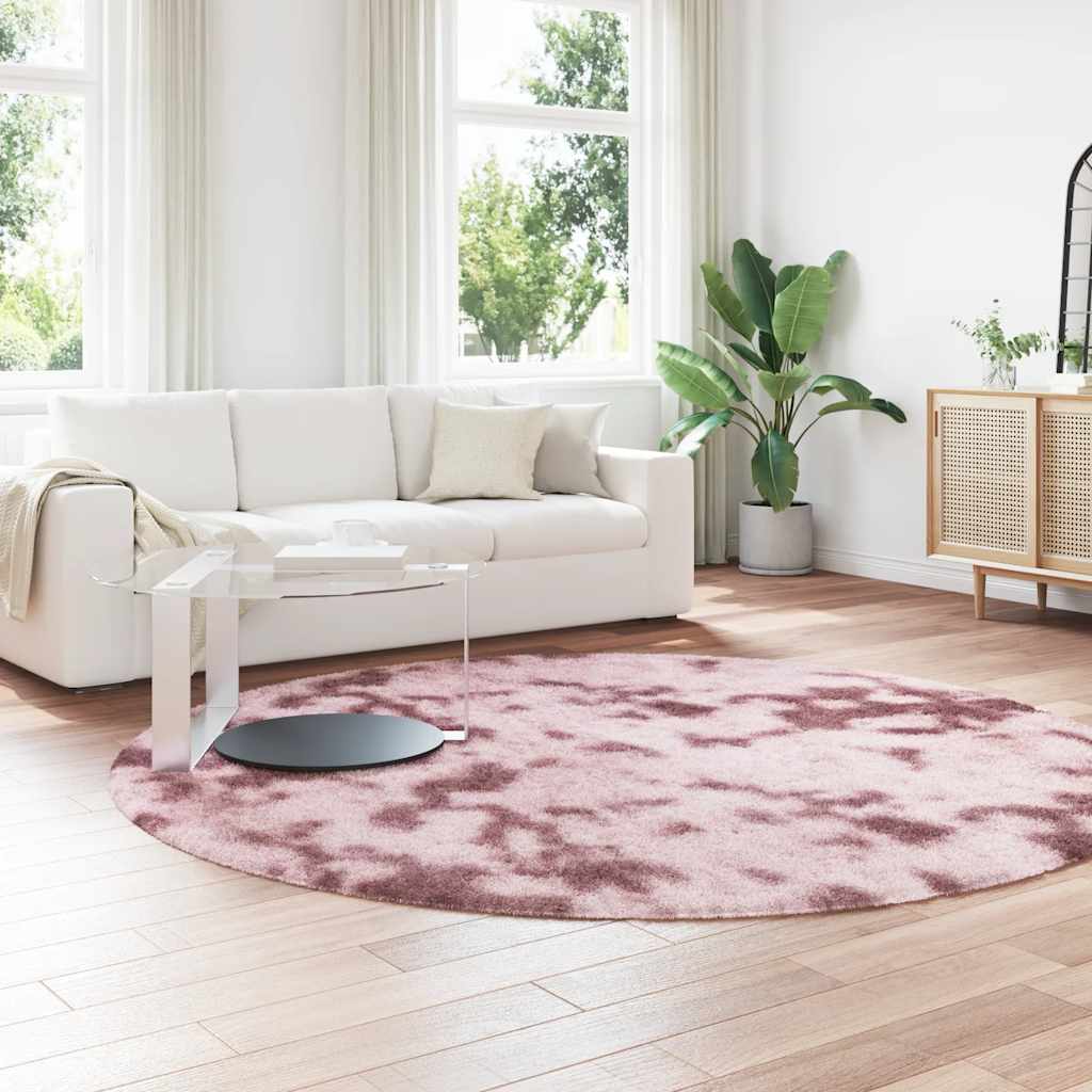 Hoogpolig vloerkleed NAVARRA 240x240 cm polyester stoffig roze is nu te koop bij PeponiXL, paradijselijk wonen!