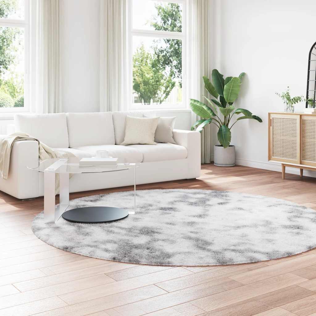Hoogpolig vloerkleed NAVARRA 240x240 cm polyester lichtgrijs is nu te koop bij PeponiXL, paradijselijk wonen!