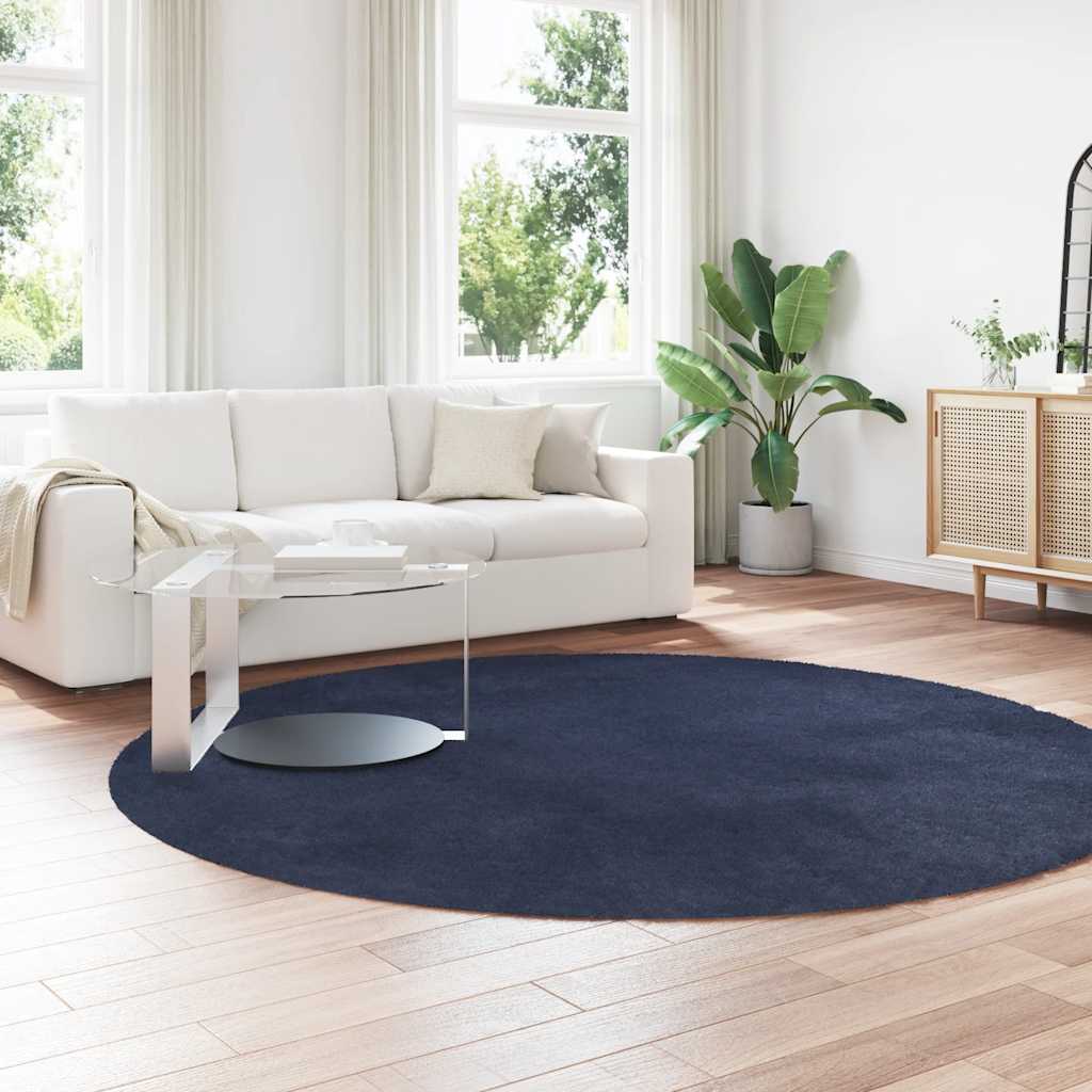 Hoogpolig vloerkleed NAVARRA 240x240 cm polyester marineblauw is nu te koop bij PeponiXL, paradijselijk wonen!