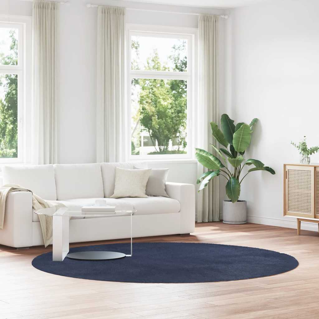 Hoogpolig vloerkleed NAVARRA 240x240 cm polyester marineblauw is nu te koop bij PeponiXL, paradijselijk wonen!