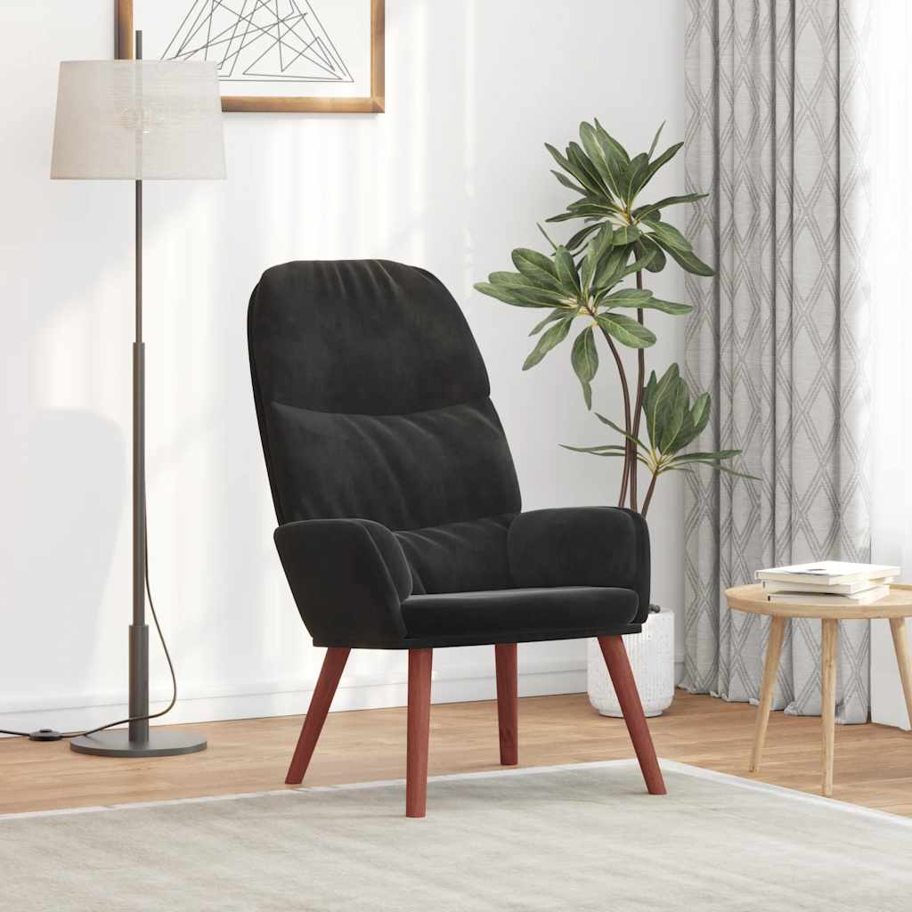 Relaxstoel fluweel zwart is nu te koop bij PeponiXL, paradijselijk wonen!