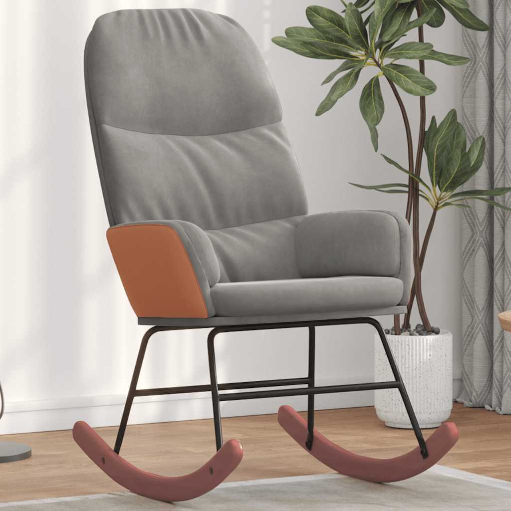 Schommelstoel fluweel lichtgrijs is nu te koop bij PeponiXL, paradijselijk wonen!
