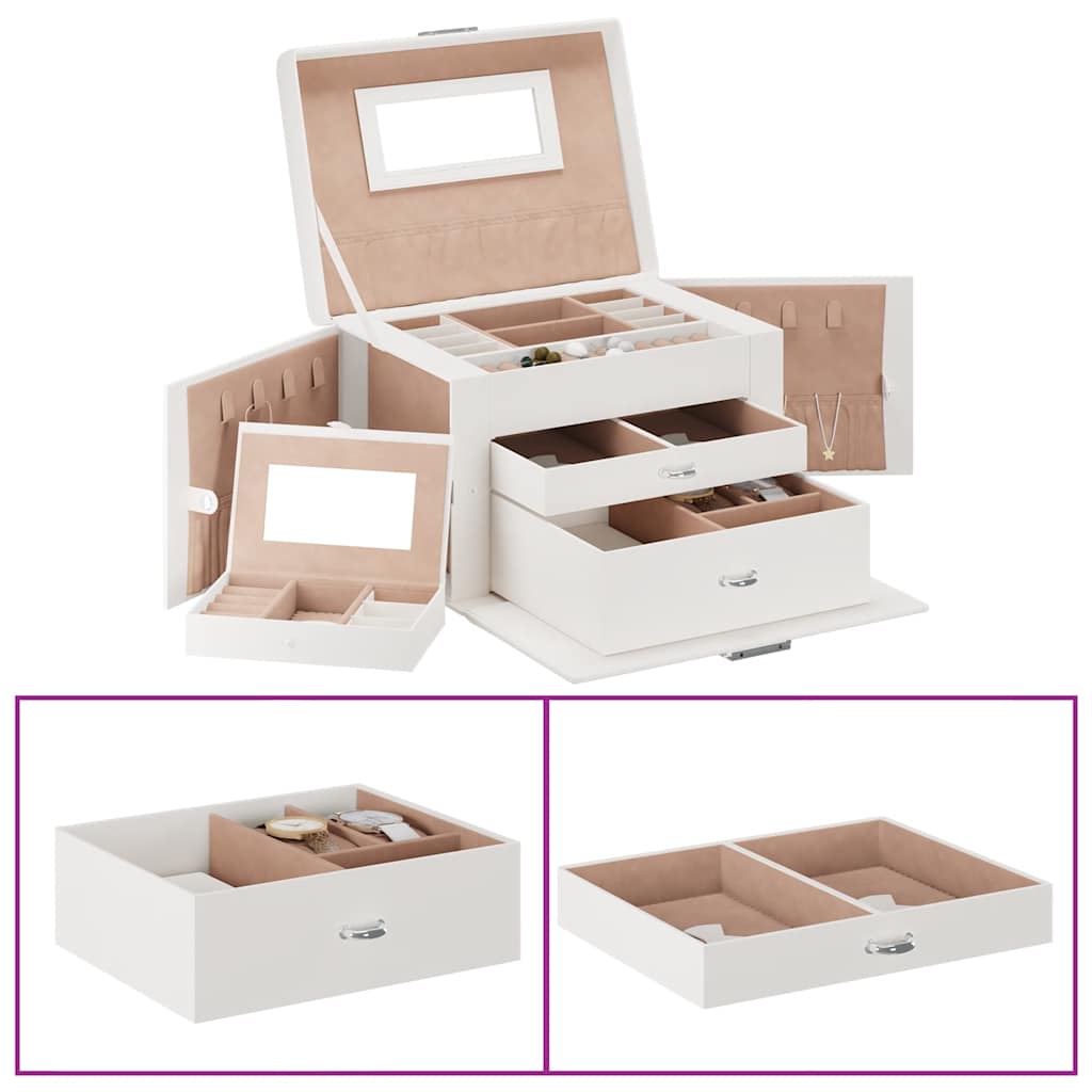 Sieradendoosje 3laags met spiegel afsluitbaar 26x18x17,5 cm wit is nu te koop bij PeponiXL, paradijselijk wonen!