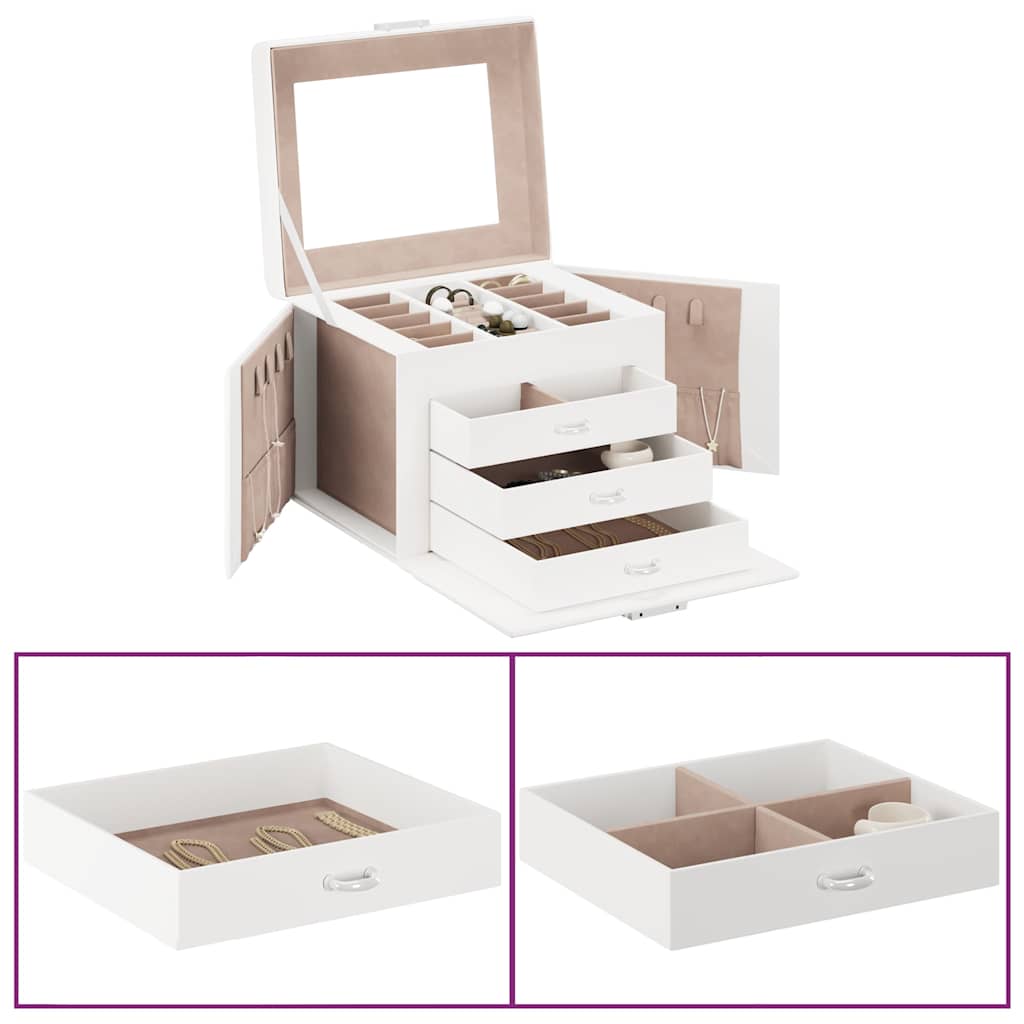 Sieradendoosje 4laags spiegel afsluitbaar 22,5x17,5x16,5 cm wit is nu te koop bij PeponiXL, paradijselijk wonen!