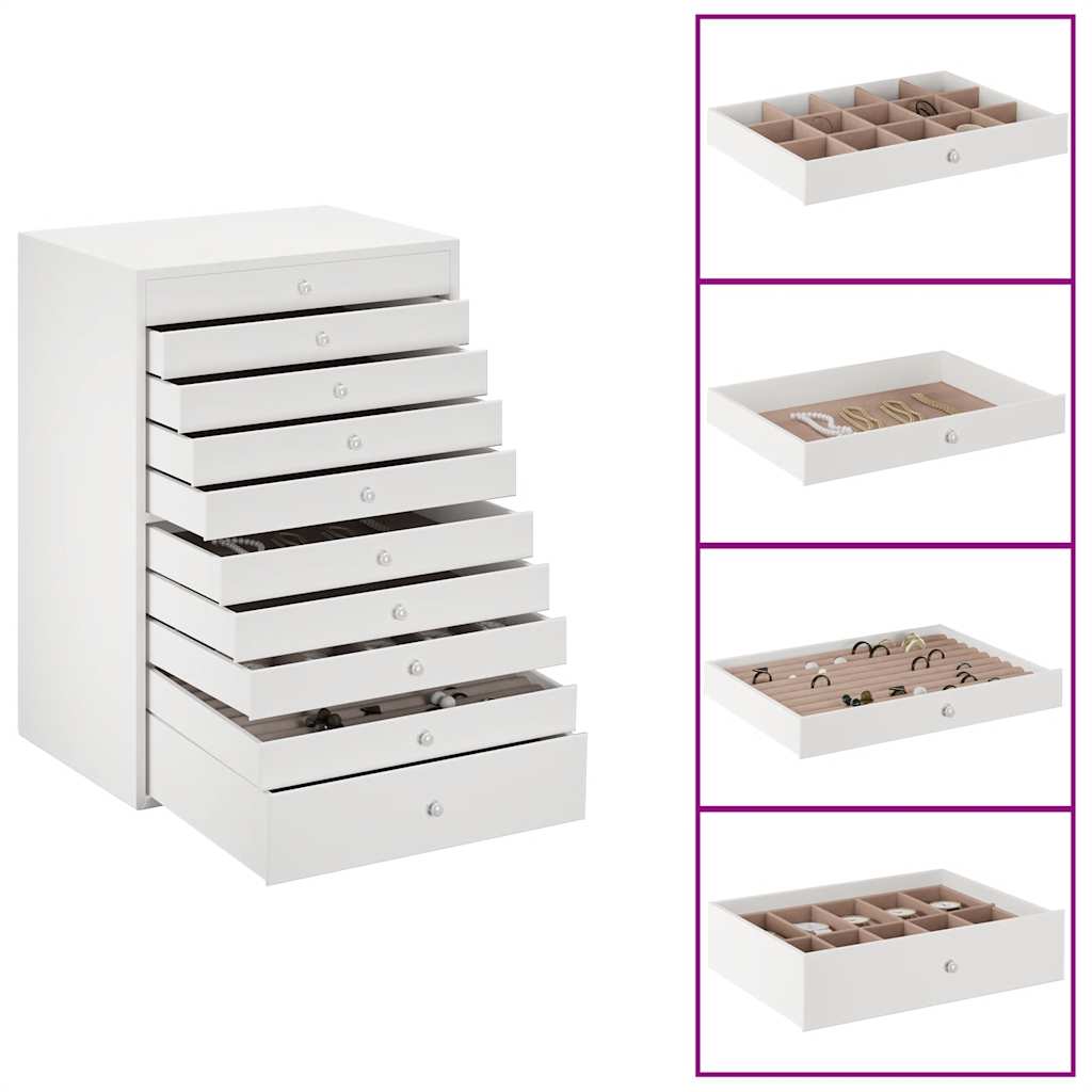 Sieradendoos 10-laags met horlogehouders wit 29x20,5x40,5 cm is nu te koop bij PeponiXL, paradijselijk wonen!