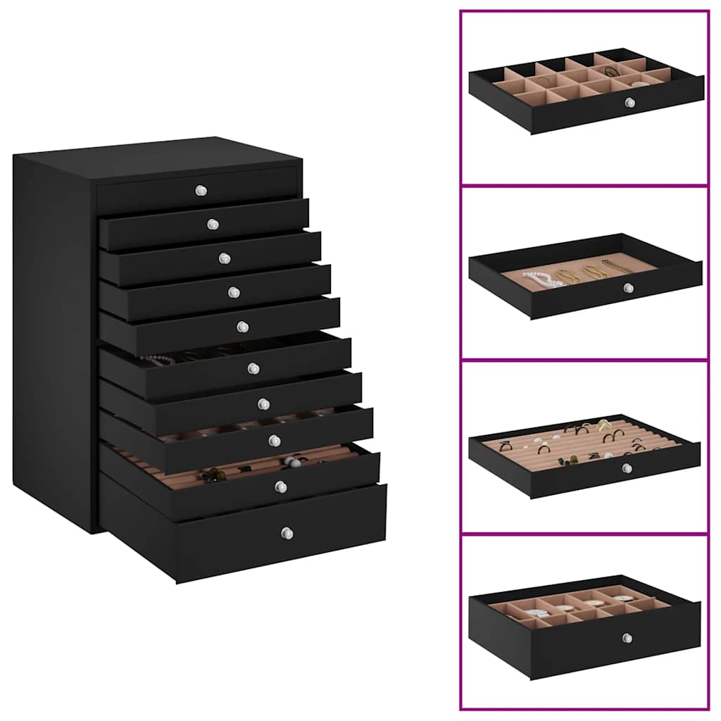 Sieradendoos 10-laags met horlogehouders zwart 29x20,5x40,5 cm is nu te koop bij PeponiXL, paradijselijk wonen!