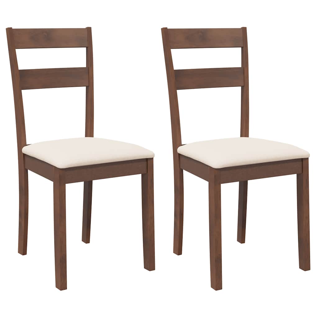 Eetkamerstoelen met kussens 2 st massief hout rubber bruin is nu te koop bij PeponiXL, paradijselijk wonen!