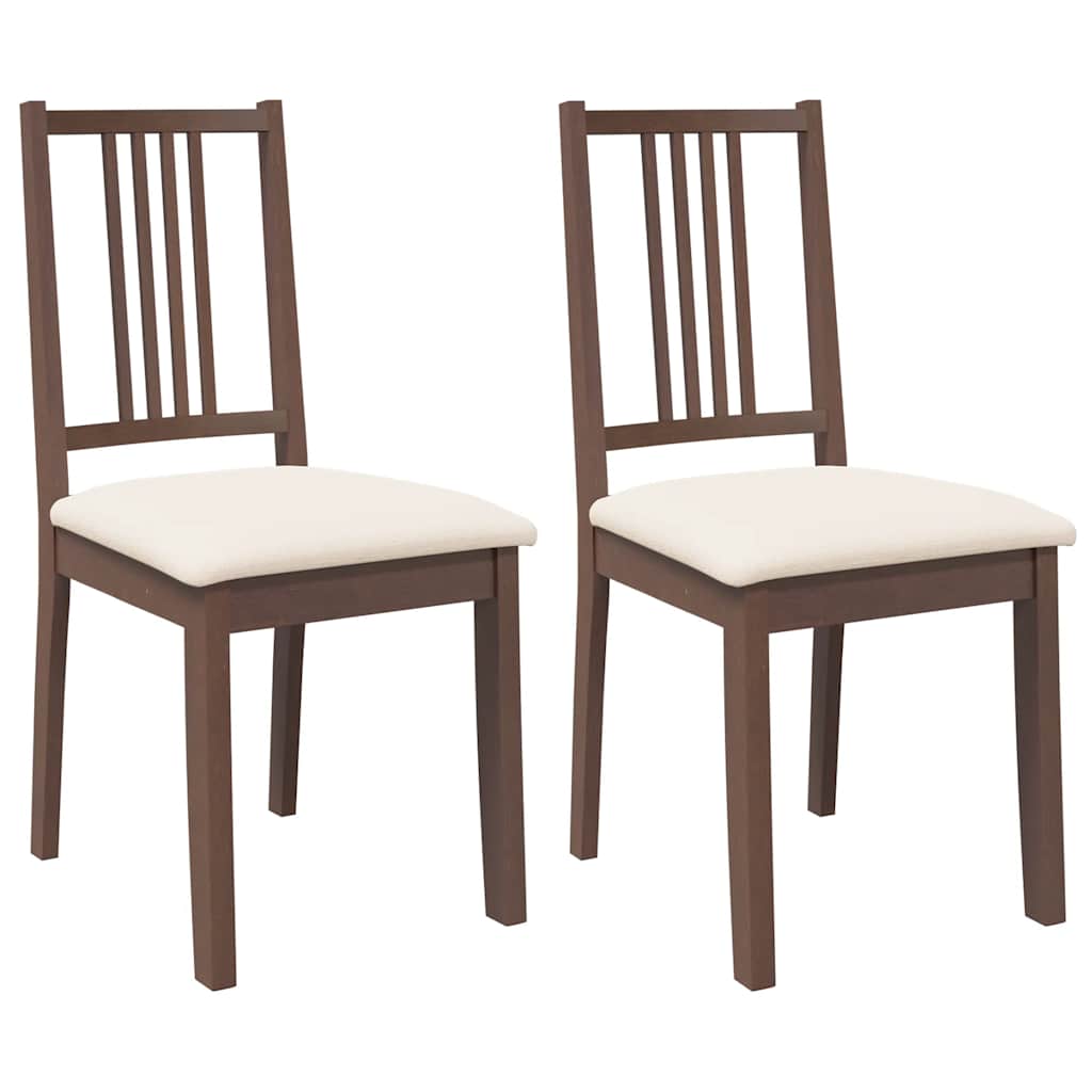 Eetkamerstoelen met kussens 2 st massief hout rubber bruin is nu te koop bij PeponiXL, paradijselijk wonen!