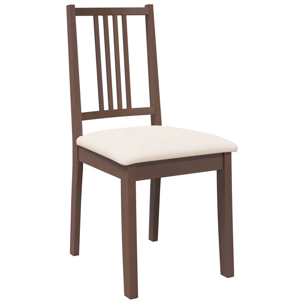 Eetkamerstoelen met kussens 2 st massief hout rubber bruin is nu te koop bij PeponiXL, paradijselijk wonen!