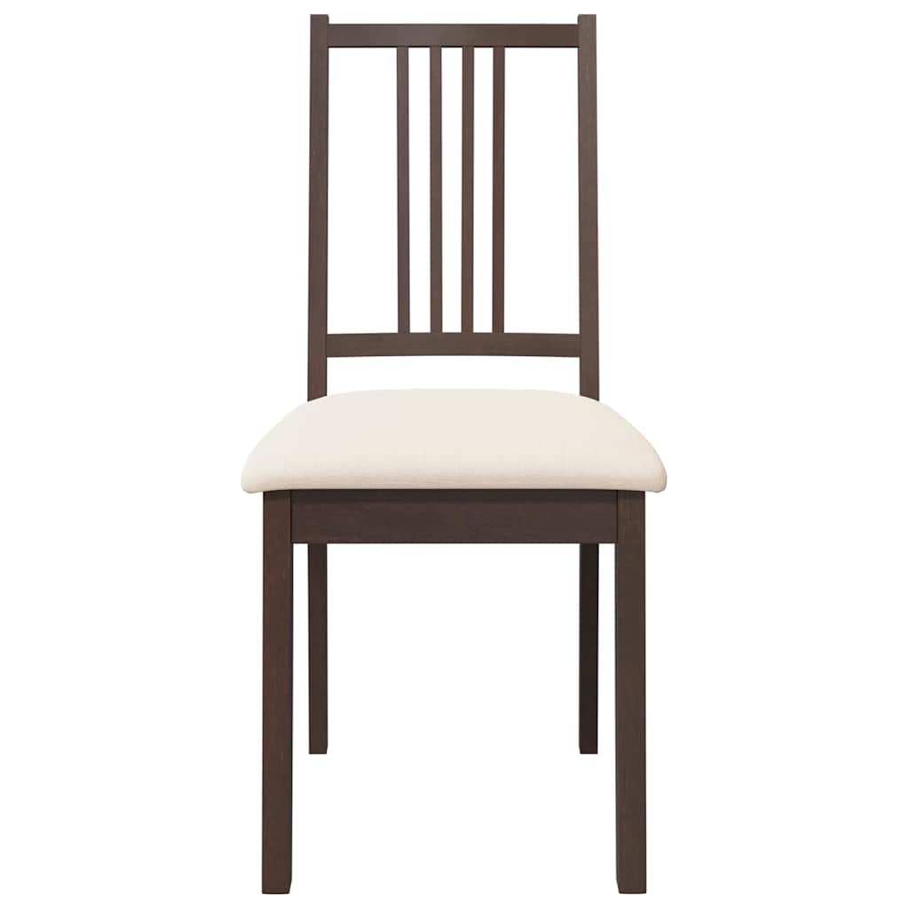 Eetkamerstoelen met kussens 2 st massief hout rubber bruin is nu te koop bij PeponiXL, paradijselijk wonen!
