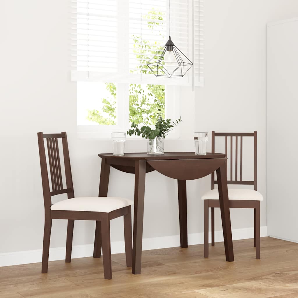 Eetkamerstoelen met kussens 2 st massief hout rubber bruin is nu te koop bij PeponiXL, paradijselijk wonen!