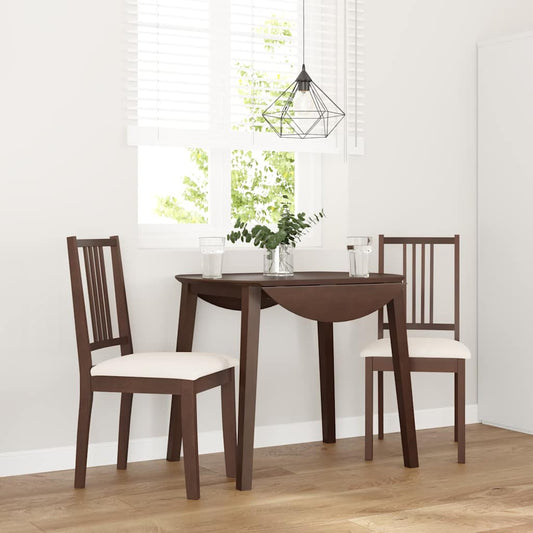 Eetkamerstoelen met kussens 2 st massief hout rubber bruin is nu te koop bij PeponiXL, paradijselijk wonen!